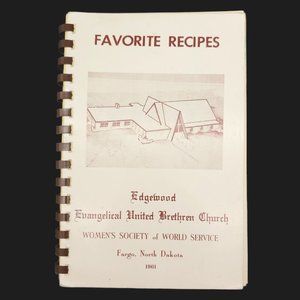 Edgewood Evangelical Church Cookbook vtg 1960s Womens Society Fargo North Dakota